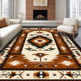 Ultra Soft Area Rug, Non Slip, Stain Resistant, Washable Area Rugs for Living Room, Bedroom, Vibrant Ethnic Symbolic Arrangement(Beige)