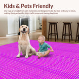 Ultra Soft Area Rug, Non Slip, Stain Resistant, Washable Area Rugs for Living Room, Bedroom, Whimsical Groovy Graphic Motif(Purple)