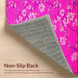 Ultra Soft Area Rug, Non Slip, Stain Resistant, Washable Area Rugs for Living Room, Bedroom, Lively Cheerful Garden Theme(Pink)