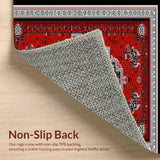 Ultra Soft Area Rug, Non Slip, Stain Resistant, Washable Area Rugs for Living Room, Bedroom, Eclectic Gray Tiled Sound Patterns(Red)