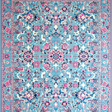 Ultra Soft Area Rug, Non Slip, Stain Resistant, Washable Area Rugs for Living Room, Bedroom, Vibrant Pastel Floral Motif(Blue)