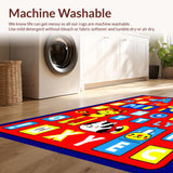 Ultra Soft Area Rug, Non Slip, Stain Resistant, Washable Area Rugs for Living Room, Bedroom, Whimsical ABC Animal Imagery(Blue)