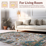Ultra Soft Area Rug, Non Slip, Stain Resistant, Washable Area Rugs for Living Room, Bedroom, Chic Distressed Geometric Design(Gray)
