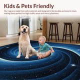 Ultra Soft Area Rug, Non Slip, Stain Resistant, Washable Area Rugs for Living Room, Bedroom, Celestial Swirl with Constellation Accents and Whimsical Star Motifs(Blue)