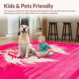 Ultra Soft Area Rug, Non Slip, Stain Resistant, Washable Area Rugs for Living Room, Bedroom, Elegant Safari Inspired Motif(Pink)