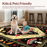 Ultra Soft Area Rug, Non Slip, Stain Resistant, Washable Area Rugs for Living Room, Bedroom, Rustic Earthy Moth Imagery Design(Black)