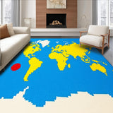 Ultra Soft Area Rug, Non Slip, Stain Resistant, Washable Area Rugs for Living Room, Bedroom, Fun Geometric Number Theme(Blue)