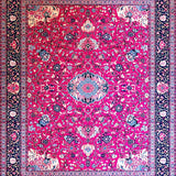 Ultra Soft Area Rug, Non Slip, Stain Resistant, Washable Area Rugs for Living Room, Bedroom, Rustic Hot Pink Trellis Charm(Red)