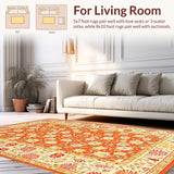 Ultra Soft Area Rug, Non Slip, Stain Resistant, Washable Area Rugs for Living Room, Bedroom, Whimsical Yellow Flower Aesthetic(Orange)