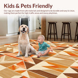 Ultra Soft Area Rug, Non Slip, Stain Resistant, Washable Area Rugs for Living Room, Bedroom, Lively Tan Shag for Home Office Abstract Design(Brown)