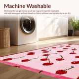 Ultra Soft Area Rug, Non Slip, Stain Resistant, Washable Area Rugs for Living Room, Bedroom, Adorable Cartoon Fruit Design(Pink)