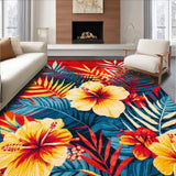 Ultra Soft Area Rug, Non Slip, Stain Resistant, Washable Area Rugs for Living Room, Bedroom, Contemporary Bright Nature Print(Red)