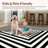 Ultra Soft Area Rug, Non Slip, Stain Resistant, Washable Area Rugs for Living Room, Bedroom, KaHouen Wide Stripe Area Rug(Black)
