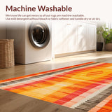 Ultra Soft Area Rug, Non Slip, Stain Resistant, Washable Area Rugs for Living Room, Bedroom, Rustic Textured Organic Lines(Orange)