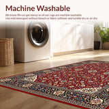 Ultra Soft Area Rug, Non Slip, Stain Resistant, Washable Area Rugs for Living Room, Bedroom, Cozy Distressed Linear Patterns(Red)
