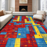Ultra Soft Area Rug, Non Slip, Stain Resistant, Washable Area Rugs for Living Room, Bedroom, Colorful Interactive Landscape Play Area(Red)