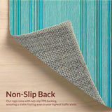 Ultra Soft Area Rug, Non Slip, Stain Resistant, Washable Area Rugs for Living Room, Bedroom, Vibrant Coastal Striped Aesthetic(Blue)