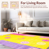Ultra Soft Area Rug, Non Slip, Stain Resistant, Washable Area Rugs for Living Room, Bedroom, Vibrant Rainbow Notebook Aesthetic(Yellow)