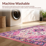 Ultra Soft Area Rug, Non Slip, Stain Resistant, Washable Area Rugs for Living Room, Bedroom, Whimsical Colorful Lattice Style(Pink)