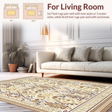 Ultra Soft Area Rug, Non Slip, Stain Resistant, Washable Area Rugs for Living Room, Bedroom, Abstract Animal Inspired Geometric(Beige)