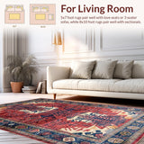Ultra Soft Area Rug, Non Slip, Stain Resistant, Washable Area Rugs for Living Room, Bedroom, Striking Soft Graphic Motif(Red)