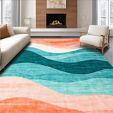 Ultra Soft Area Rug, Non Slip, Stain Resistant, Washable Area Rugs for Living Room, Bedroom, Bright Abstract Symmetrical Artwork(Orange)
