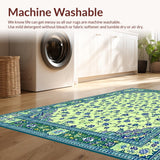 Ultra Soft Area Rug, Non Slip, Stain Resistant, Washable Area Rugs for Living Room, Bedroom, Charming Artistic Floral Swirl Composition(Ivory)