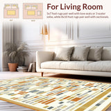 Ultra Soft Area Rug, Non Slip, Stain Resistant, Washable Area Rugs for Living Room, Bedroom, Sophisticated Beige and White Contrast(Brown)