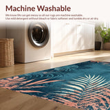 Ultra Soft Area Rug, Non Slip, Stain Resistant, Washable Area Rugs for Living Room, Bedroom, Rustic Vibrant Jungle Motif(Blue)