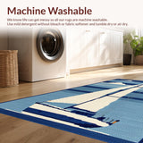 Ultra Soft Area Rug, Non Slip, Stain Resistant, Washable Area Rugs for Living Room, Bedroom, Relaxed Oceanic Sailboat Style(Blue)