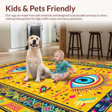 Ultra Soft Area Rug, Non Slip, Stain Resistant, Washable Area Rugs for Living Room, Bedroom, Traditional Mystic Symbolic Rug(Yellow)