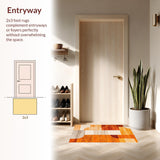 Ultra Soft Area Rug, Non Slip, Stain Resistant, Washable Area Rugs for Living Room, Bedroom, Washable Entryway Sun Print Minimalist Area Rug(Orange)
