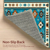 Ultra Soft Area Rug, Non Slip, Stain Resistant, Washable Area Rugs for Living Room, Bedroom, Artful Diamond Motif with Southwestern Vibes(Blue)