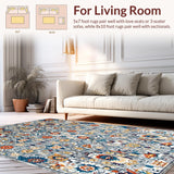 Ultra Soft Area Rug, Non Slip, Stain Resistant, Washable Area Rugs for Living Room, Bedroom, Contemporary Tiled Pattern with Flair(Gray)