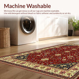 Ultra Soft Area Rug, Non Slip, Stain Resistant, Washable Area Rugs for Living Room, Bedroom, Striking Bold Trellis Composition(Red)
