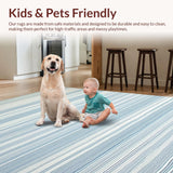Ultra Soft Area Rug, Non Slip, Stain Resistant, Washable Area Rugs for Living Room, Bedroom, Serene Coastal Stripe Harmony(Ivory)