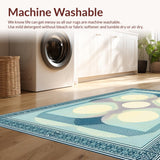 Ultra Soft Area Rug, Non Slip, Stain Resistant, Washable Area Rugs for Living Room, Bedroom, Serene Neutral Geometric Waves(Blue)