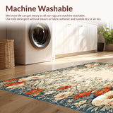 Ultra Soft Area Rug, Non Slip, Stain Resistant, Washable Area Rugs for Living Room, Bedroom, Floral Flame Area Smoke & Beige(Beige)