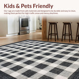 Ultra Soft Area Rug, Non Slip, Stain Resistant, Washable Area Rugs for Living Room, Bedroom, Vintage Checkered Flooring Carpet(Gray)