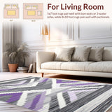 Ultra Soft Area Rug, Non Slip, Stain Resistant, Washable Area Rugs for Living Room, Bedroom, Charming Geometric Pastel Elegance(Gray)
