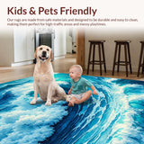 Ultra Soft Area Rug, Non Slip, Stain Resistant, Washable Area Rugs for Living Room, Bedroom, Beach-Themed Non-Slip Bedroom Area Carpet(Blue)