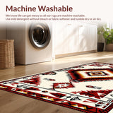 Ultra Soft Area Rug, Non Slip, Stain Resistant, Washable Area Rugs for Living Room, Bedroom, Southwestern Ivory Bathroom Geometric Cotton Rug(Beige)