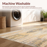 Ultra Soft Area Rug, Non Slip, Stain Resistant, Washable Area Rugs for Living Room, Bedroom, Large Beige Area with a Boho Chic Distressed Design and Earthy Hues(Beige)