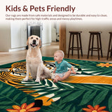 Ultra Soft Area Rug, Non Slip, Stain Resistant, Washable Area Rugs for Living Room, Bedroom, Elegant Earthy Animal Print Theme(Orange)