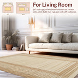 Ultra Soft Area Rug, Non Slip, Stain Resistant, Washable Area Rugs for Living Room, Bedroom, Vintage Cozy Textured Appeal(Beige)