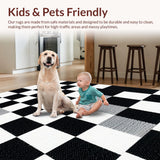 Ultra Soft Area Rug, Non Slip, Stain Resistant, Washable Area Rugs for Living Room, Bedroom, Modern Black and White Living Room Washable Rug(Black)