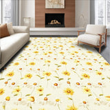 Ultra Soft Area Rug, Non Slip, Stain Resistant, Washable Area Rugs for Living Room, Bedroom, Charming Daisy Bloom Non Slip Flower Area Whimsical Floral(Beige)