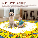 Ultra Soft Area Rug, Non Slip, Stain Resistant, Washable Area Rugs for Living Room, Bedroom, Playful Multi-Hued Swirl Aesthetic(Yellow)