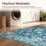 Rustic Distressed Floral Tapestry(Blue)