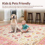 Ultra Soft Area Rug, Non Slip, Stain Resistant, Washable Area Rugs for Living Room, Bedroom, Graceful Soft Pink Curved Patterns(Pink)